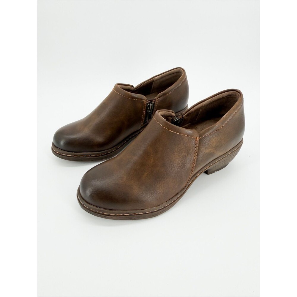 Eastland 1955 Rosie Comfort Slip-On Side Zip Closed Toe Clogs Bomber Brown 6 NEW